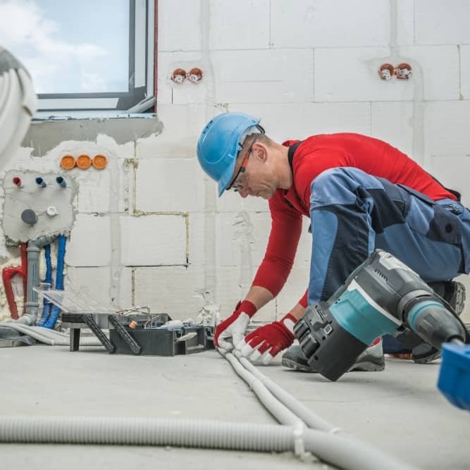Plombier effectuant des travaux de rénovation de salle de bain à Bruxelles